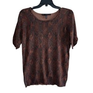 Vintage White House Black Market Snakeskin Short Sleeve Top